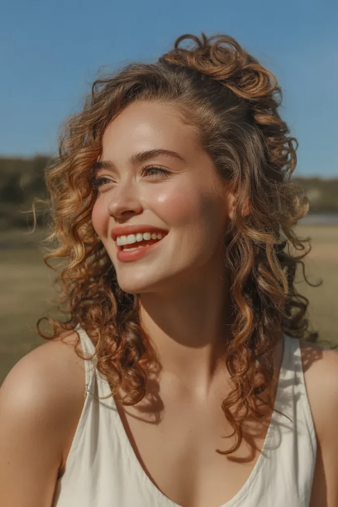 woman with voluminous curly hair styled Skpvc LRR0KN4mnty3LPMw QhXU6exKTBOiv 3R4knA A