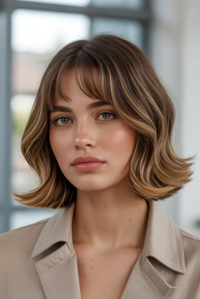 25 Curtain Bangs: The Ultimate Guide to Flattering, Chic Hairstyles 11 young woman with shoulder length layered cQrUSamJTeCF1y6bZzaxXg wSZIYTgBSk rPolW w Lqg