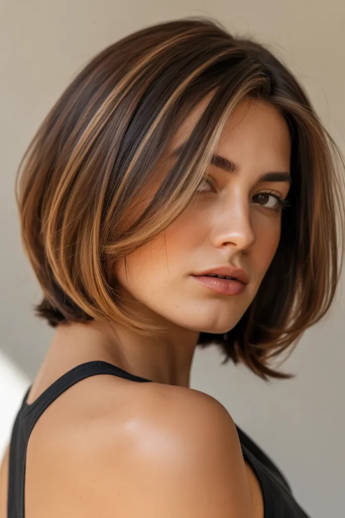 a layered short bob with caramel highlig upNEKIz4QfSS84s05QVOdQ 6G7fCsbOQ4KIbsZpxH tdg