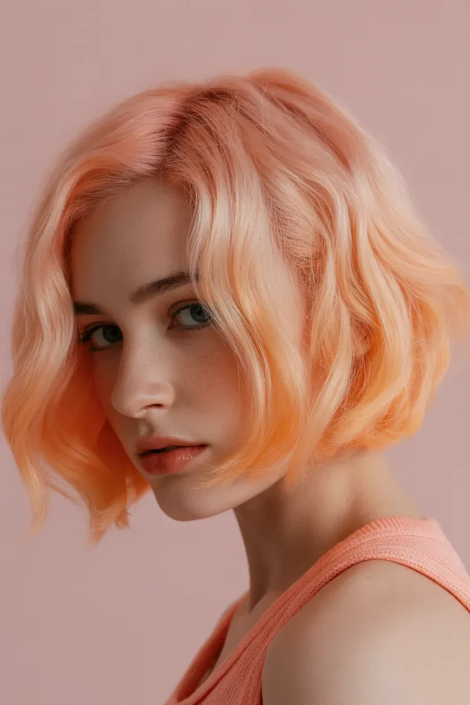a trendy short bob dyed peach blonde sof i0xpdOl2Ttmw FAImZOjeQ YTKWX08USdaYPr3Lg9TEpw