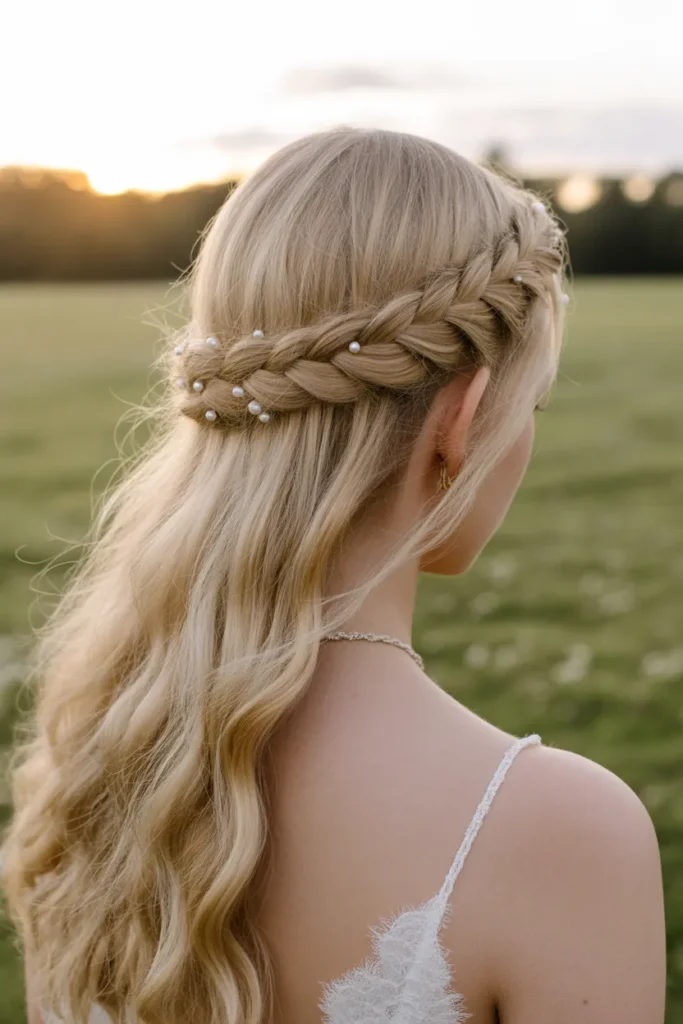 20 Wedding Hair Ideas for Bride: Stunning Styles for Your Big Day 17 bride with crown braid encircling head a gNALQGdzQH2FdrsTdo8TGw mbqDFCF1SWWkvGmhvaHIeg