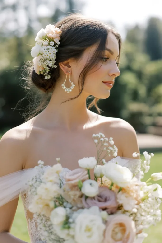 20 Wedding Hair Ideas for Bride: Stunning Styles for Your Big Day 12 bride with elegant updo decorated with f YRI6v fXRCC75 PPFI9 Iw bPjT0wBFRU2xhUDjztJR Q