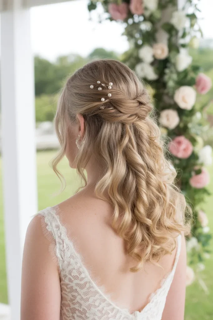 20 Wedding Hair Ideas for Bride: Stunning Styles for Your Big Day 11 bride with twisted half up hairstyle sof LuJvD3hzTIK8Pv2zkorkCA Uoc jUUPQMmpDHWNPyEKxQ