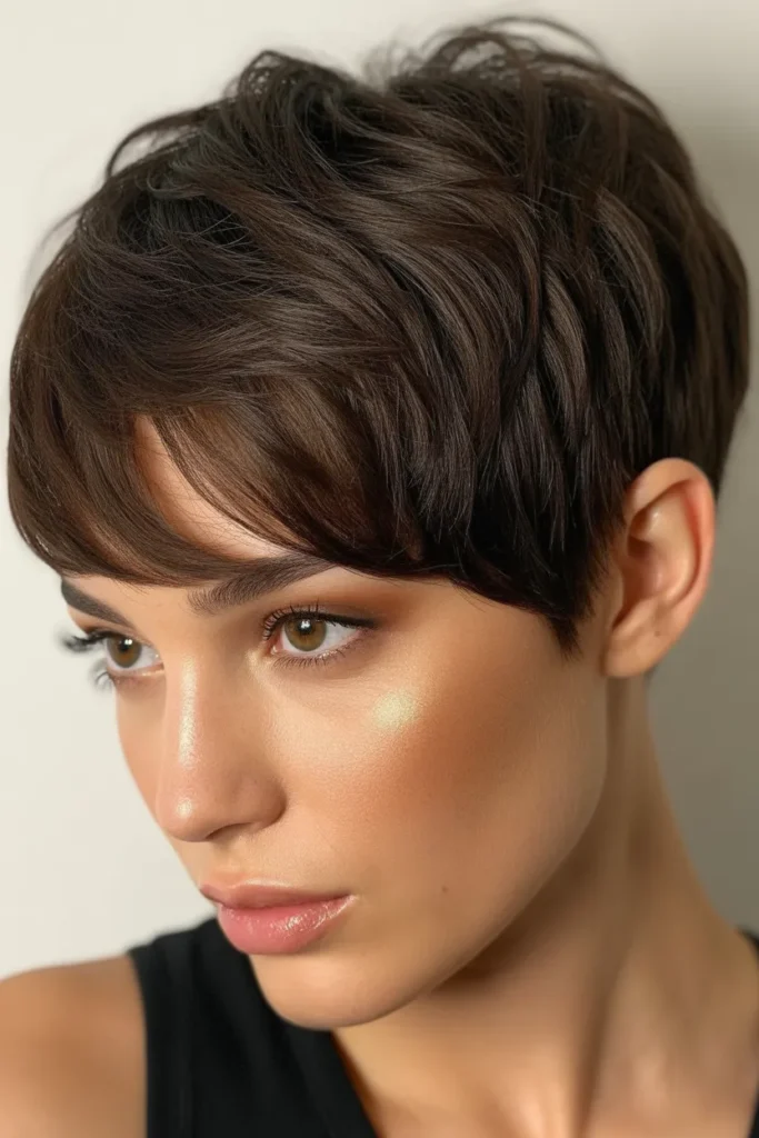 chic short pixie haircut in deep chocola 76Mfoww6Q4WFET6VpyQzvQ 0eSFBHF1R9Ofr22pyZJX6Q cover