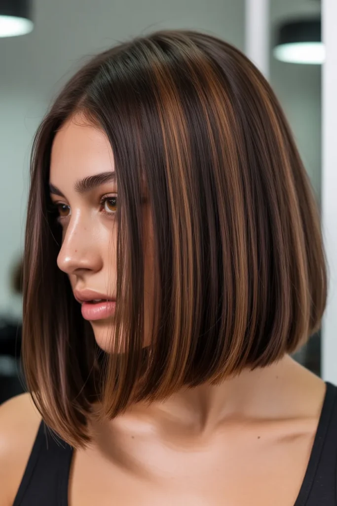 chin length sleek bob haircut dark choco r2MzyqJDS7aeI5u1flr6Bw jK8s0vbSR7a1NLwwDygpNg cover