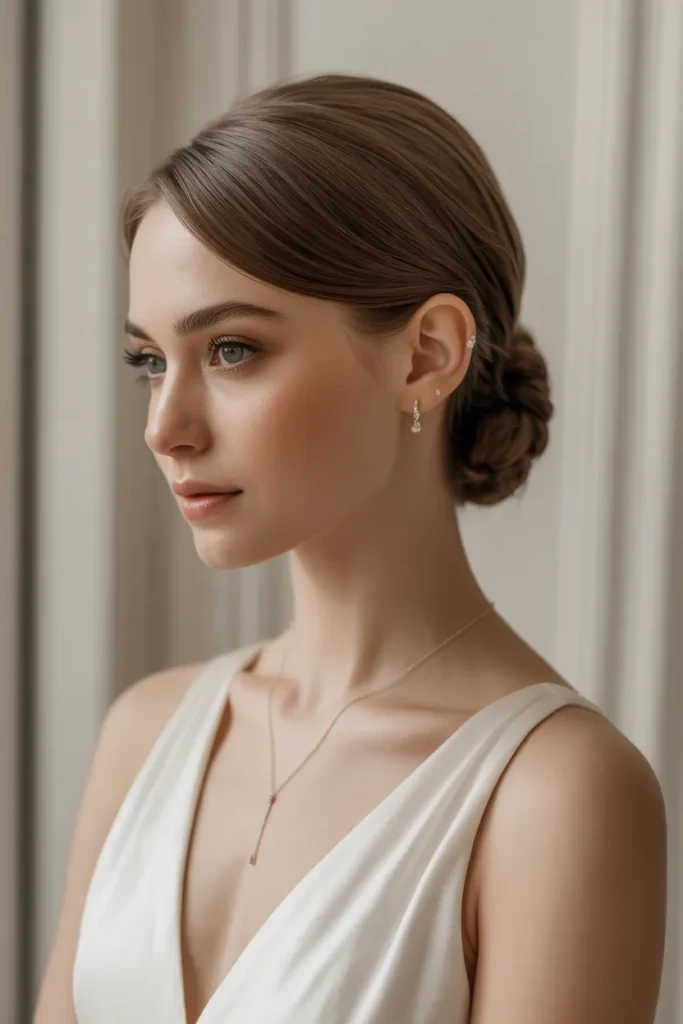 elegant low chignon on short hair smooth v yO3H2fQdeduSLqk1ddwg F2NSSoYjS WxvskjRqomGQ