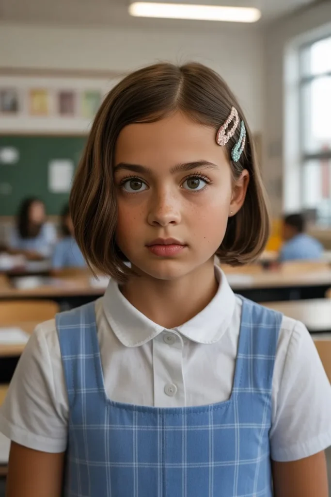 20 Simple Hairstyles for School: Quick, Cute, and Stress-Free 19 girl with short straight bob haircut sty yJS6PcrYR1mMCQvmbNZs9w wkq4nGxCT52GJ31DaQHzkg cover