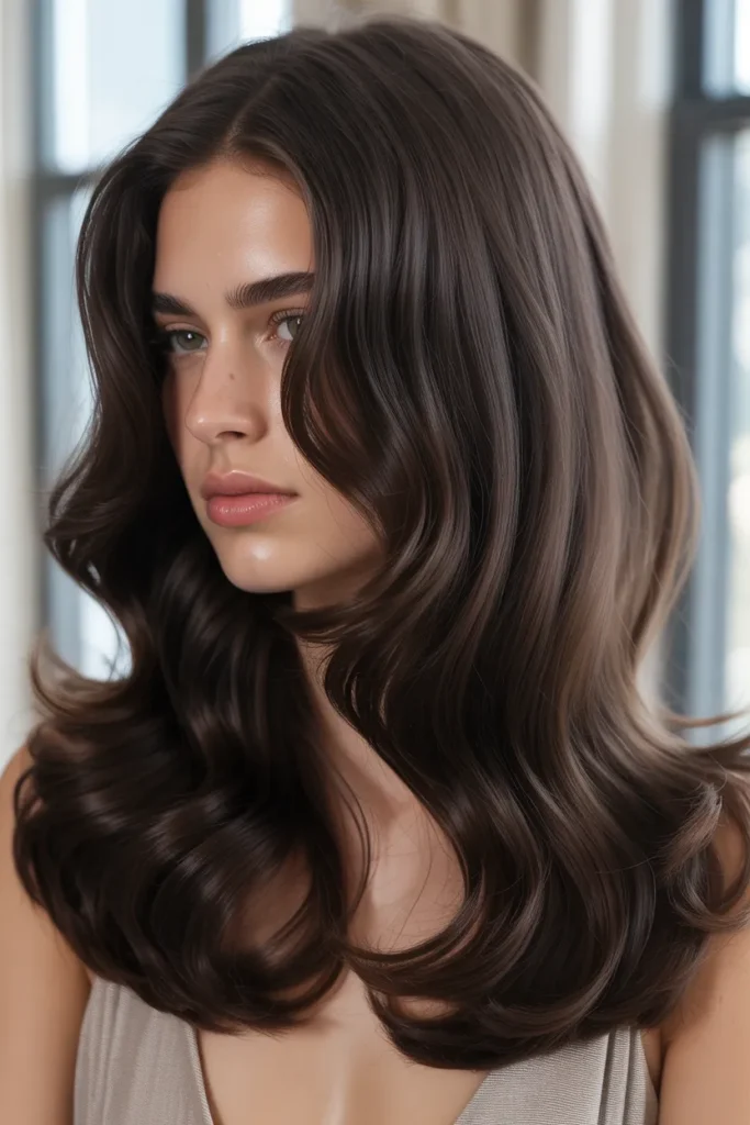 long dark chocolate brown hair styled in SuubFS4LQPCC RJgK21KjA cPQ8HFmcRC Xt 5qqEJpSw cover