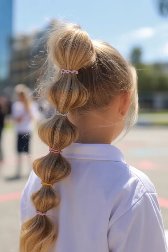 20 School Hairstyles for Girls: Cute, Easy & Practical Ideas for Every School Day 11 playful bubble ponytail on a school girl hQEvlOg SNGwQGAeUeCHmQ pceJJiYdQaGRGIQgr2mkqA