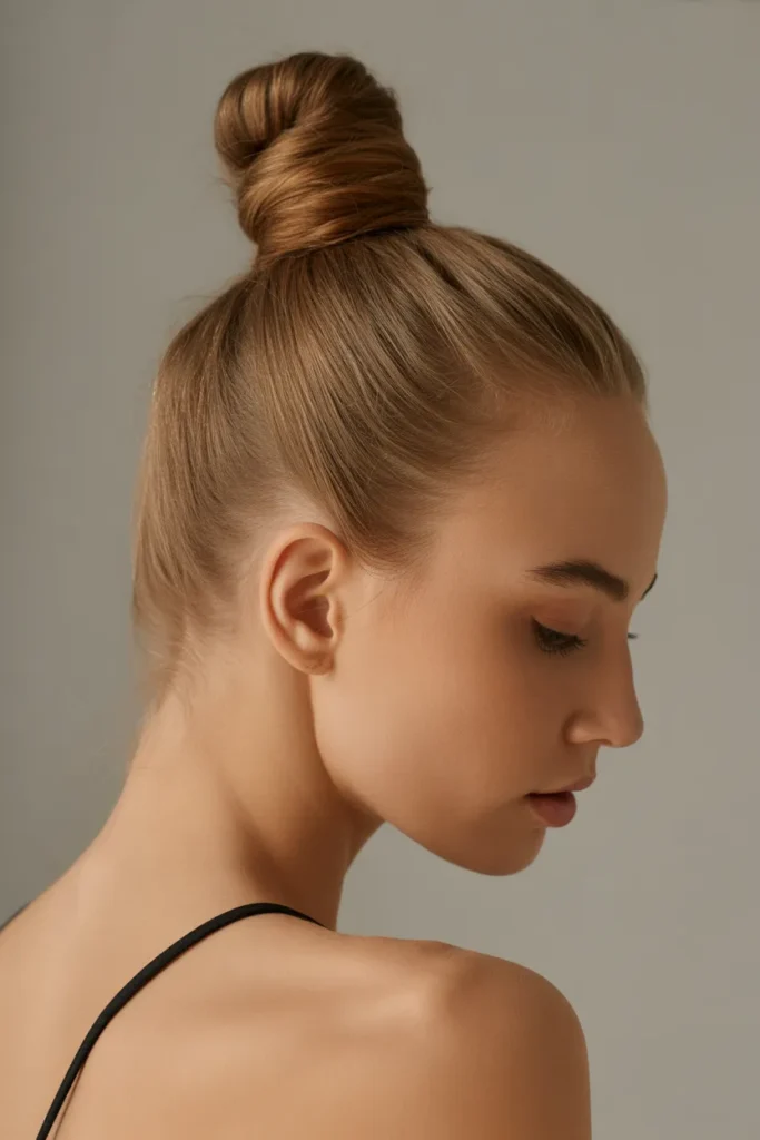 15 Top Knot Bun Styles That Elevate Every Look 2 realistic young woman with a sleek high tLurmcDLSaCSHhBg2hH2zA 5fHVYyYAS72STwz kFxjGw