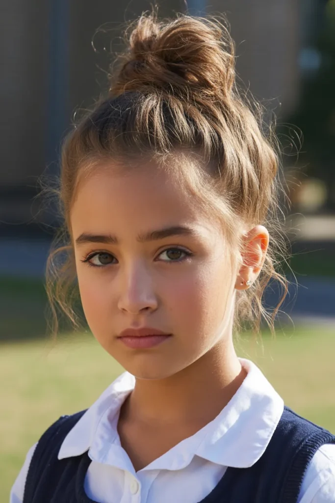 20 School Hairstyles for Girls: Cute, Easy & Practical Ideas for Every School Day 8 school girl with hair twisted into a nea rUOTzeu9SA DxLYMJcphdg bRirtQxMRpmaMesl4X3wKg