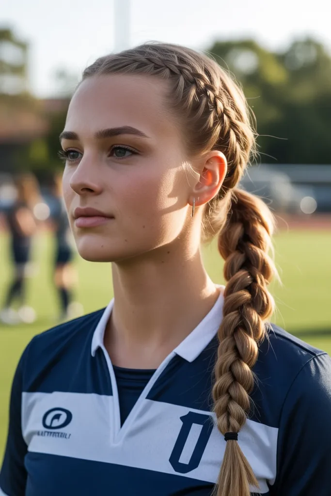 soccer player with a simple quick braide 3OhL82fuStm2VxAdLZr0Tg v3Y0FUkbRGG9x9nVFxhOPA