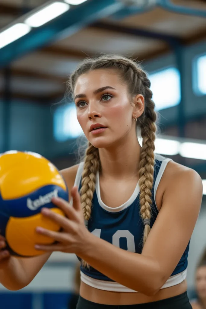 20 Volleyball Hairstyles That Keep You Game-Ready and Stylish 8 young female volleyball player preparing H1oECW35SCCOAabWCPGglA YyxxVxB7TimyQhLej7H6Tg cover